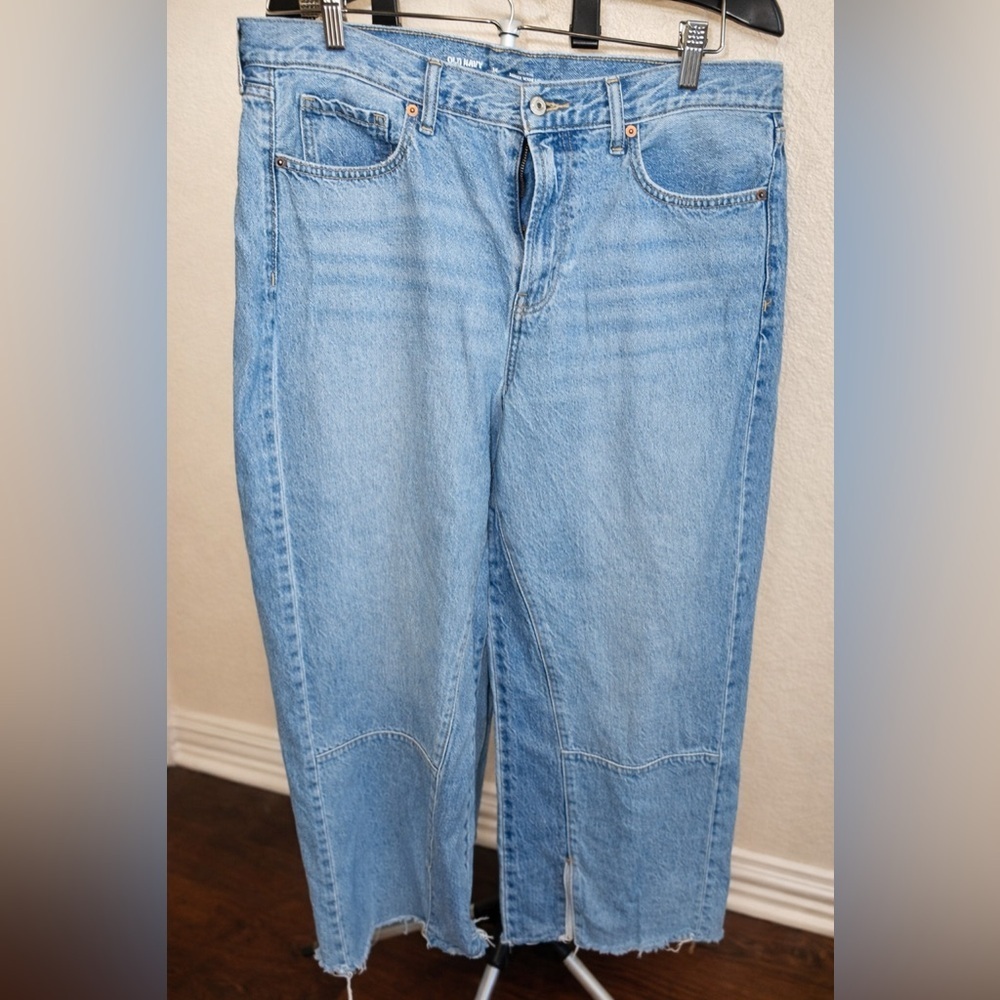 Old Navy Light Blue Flare Jeans with Raw Hem